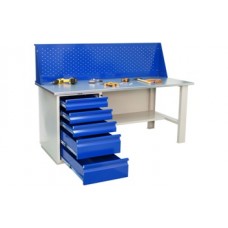 Слесарный верстак металлический однотумбовый WD-5 с экраном L=140